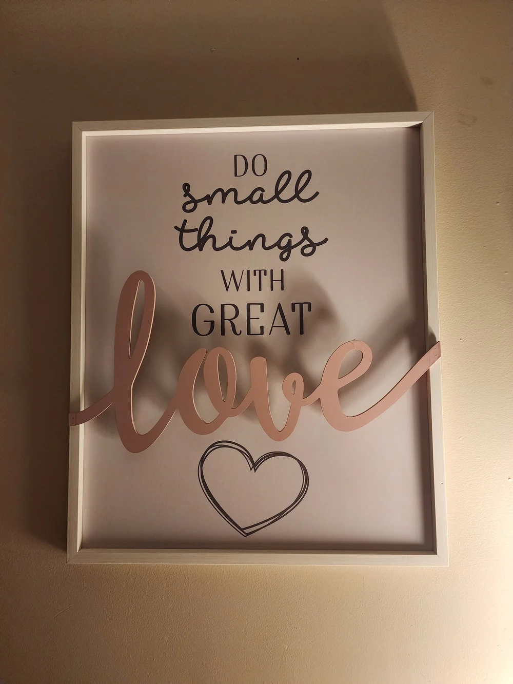 Do Small Things With Great Love Wall Art Pink & White